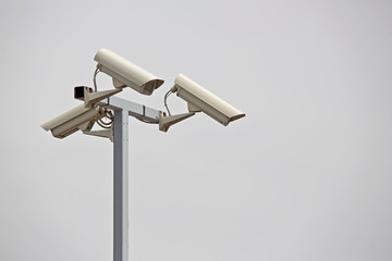 Security cameras on the pillar