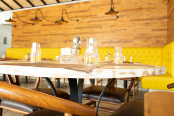 coffee shop inside yellow background