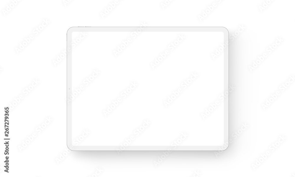 Wall mural clay tablet computer horizontal mockup - front view. vector illustration