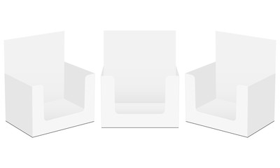 Set of cardboard display boxes mockups isolated on white background. Vector illustration