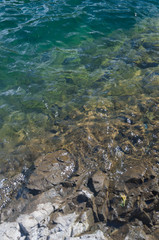 Stones and water background in the lake Cushman area