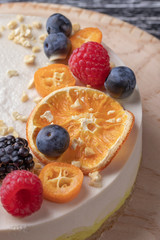 Dietary delicate fruity berry nut cake without baking.