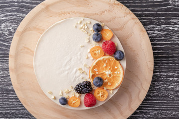 Dietary delicate fruity berry nut cake without baking.