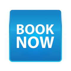 Book Now shiny blue square button