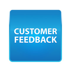 Customer Feedback shiny blue square button