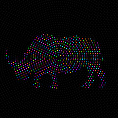 Abstract rhinoceros of colorful dots. Rhino of the circles