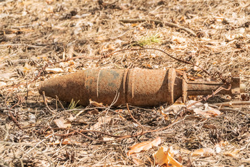 rusty unexploded bombs from the war
