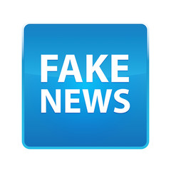 Fake News shiny blue square button