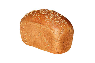 Loaf of bread with coriander isolated on white background