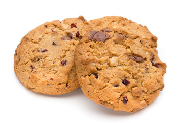 Chocolate chip cookie isolated on white background.