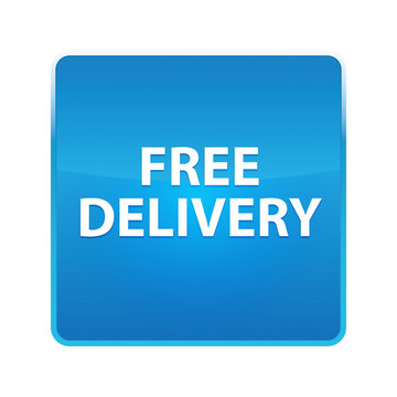 Free Delivery shiny blue square button