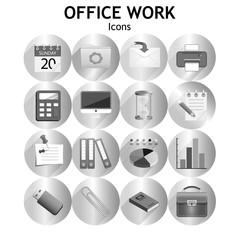 Web icons with long shadow on the theme of office and business. Vector set