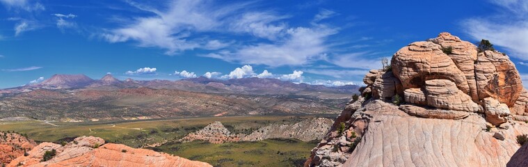 Views from the Lower Sand Cove trail to the Vortex formation, by Snow Canyon State Park in the Red Cliffs National Conservation Area, by Gunlock and Saint George, Utah, United States. 