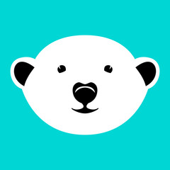 cartoon polar bear face, vector illustration