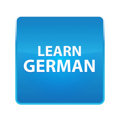 Learn German shiny blue square button