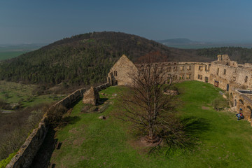 Fototapeta na wymiar Castle Gleichen from tower in spring color sunny day
