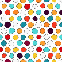 Multicolor blobs.  Childish background. Doodle style. Seamless pattern for boys and girls. 
