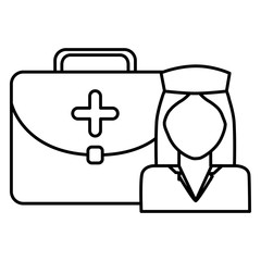 nurse professional with medical kit character
