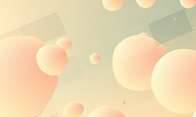 Floating bubbles. Pastel colors background. Cosmic abstract. 3D blobs in space. Imaginary universe pattern.