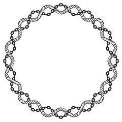 Vector ring rope and chain frame border line