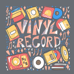 Vinyl record concept. Vector color illustration.