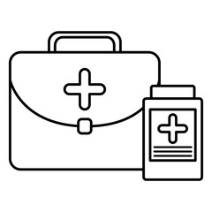 medical kit with bottle drugs