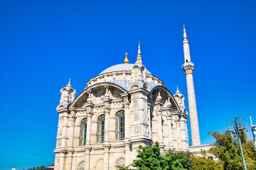 Fototapeta na wymiar View of the Ortakoy Mosque in Istanbul City of Turkey. Historical Mosque at Bosphorus.
