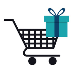 shopping cart with gift box