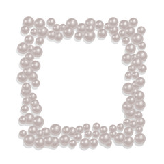 Square-shaped frame from a scattering of pearls, can be used for your photos or for the decoration of greeting cards, Vector EPS 10 illustration
