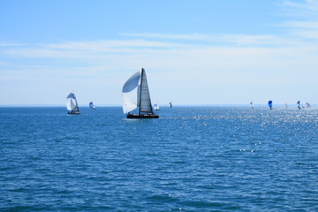Obraz premium Sail boat in mediterranean sea, Palavas les Flots, France