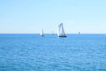 Obraz premium Sail boat in mediterranean sea, Palavas les Flots, France