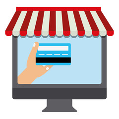 desktop computer with credit card