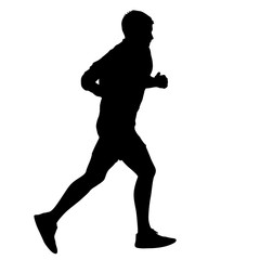 Black Silhouettes Runners sprint men on white background