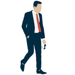 Silhouette businessman man in suit with tie with glasses in hand on a white background