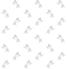 Vector seamless pattern of hand drawn doodle sketch unicorn isolated on white background 