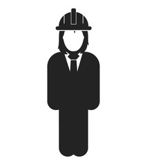 Standing Female  Engineer  Icon. Flat style vector EPS.