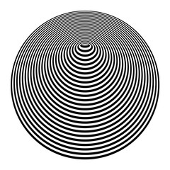 Cone shape. Circle and oval lines texture. Op art design element.