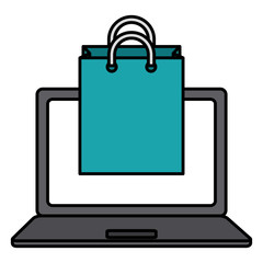 Obraz na płótnie Canvas laptop computer with shopping bag