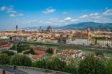 Panoramic view of Florence from Piazzale Michelangelo in april