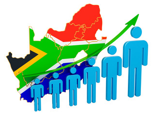 Rating of employment and unemployment or mortality and fertility in South Africa, concept. 3D rendering