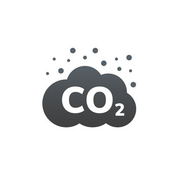 CO2 emissions vector icon. Carbon gas cloud, dioxide pollution. Global ecology exhaust emission smog concept