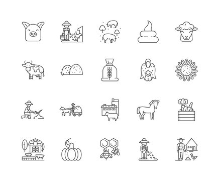 Animal Feeds Line Icons, Linear Signs, Vector Set, Outline Concept Illustration