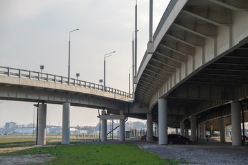 Fototapeta premium Road bridges in the city, urban landscape