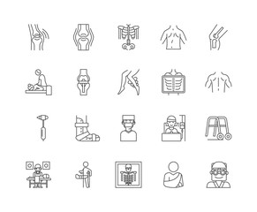 Chiropractor line icons, linear signs, vector set, outline concept illustration