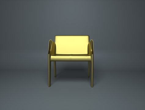 3D Gold chair isolated on grey background