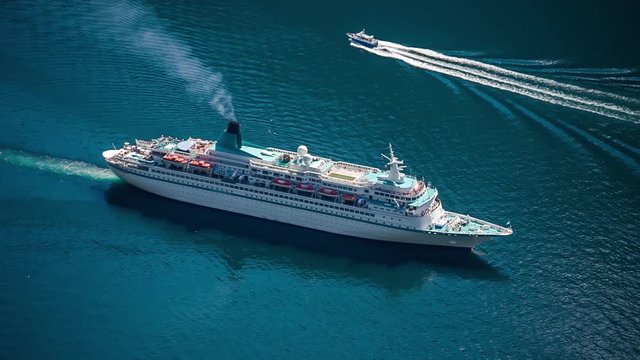 Cruise Liners On Geiranger fjord, Norway