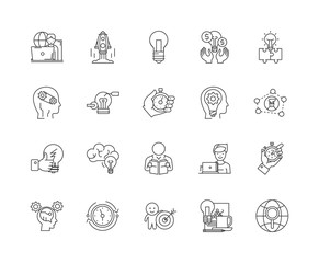 Concentration line icons, linear signs, vector set, outline concept illustration