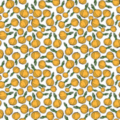 Seamless pattern with hand drawn onion on white  backdrop.Food texture background for wallpaper, textile, web page backdrop, farm market, food packaging design