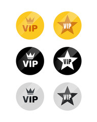 VIP label or tag golden silver design badge. Vector vip emblem sticker attractive set