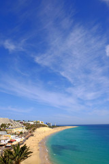Fototapeta premium Beach Playa del Matorral. Morro Jable, Fuerteventura, Canary Islands.